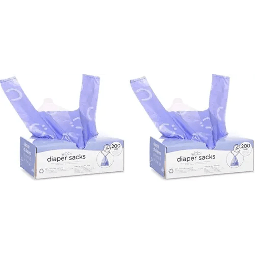 Ubbi Disposable Diaper Sacks, Lavender Scented, Easy-To-Tie Tabs, Diaper Disposal or Pet Waste Bags, 200 Count (Pack of 2)