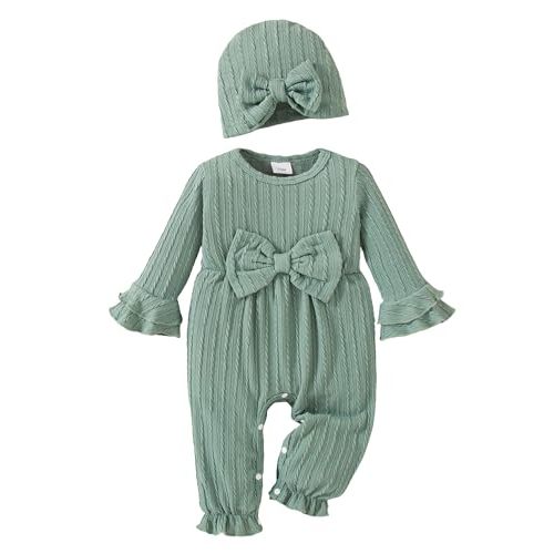 Mioglrie Newborn Baby Girl Clothes Preemie Clothes Girl Infant Fall Winter Outfits Jumpsuits Baby One-Piece Romper