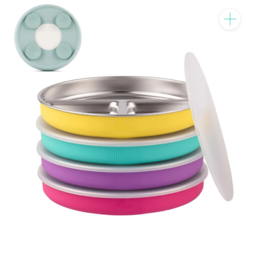 7.8" Stainless Steel Divided Plates with Suction Sleeve