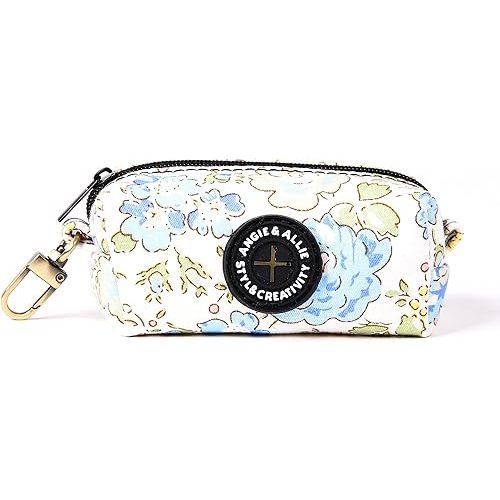 Organic Cotton Dog Poop Bag Holder for Leash Brass Hardware Waste Bag Dispenser Pet Waste Management Solution