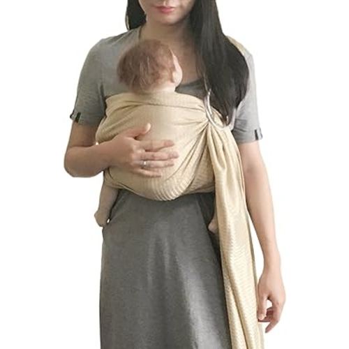 Baby Water Ring Sling Carrier | Lightweight Breathable Mesh Baby Wrap for Infant, Newborn, Kids and Toddlers | Perfect for Summer, Swimming, Pool, Beach | Great for Dad Too Champagne