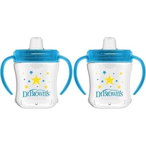 Dr. Brown's Transition Sippy Cup with Soft Spout - Blue - 6oz - 6m+ (Pack of 2)