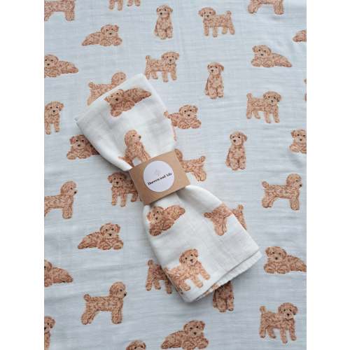 Cockerpoo Cavapoo Muslin Square & Swaddle - Organic Cotton Baby Blanket | Doreen and Ada