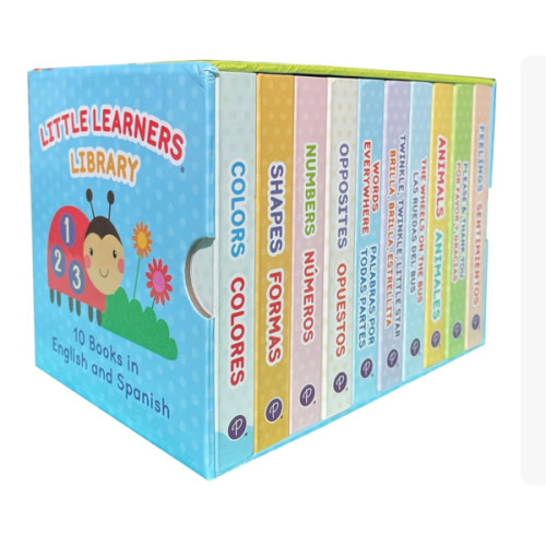 Bilingual 10 Board Books in Spanish and English: Little Library set includes Counting, Colors, Feelings, Animals, The Wheels on the Bus, ABCs, and More (English and Spanish Edition)
