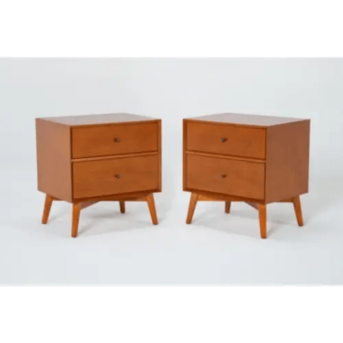 Alton Cherry II Brown Wood 2-Drawer Nightstand Set Of 2