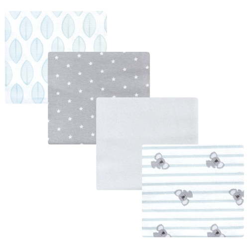 Hudson Baby Unisex Baby Cotton Poly Flannel Receiving Blankets, Koala Stripe 4-Pack, One Size