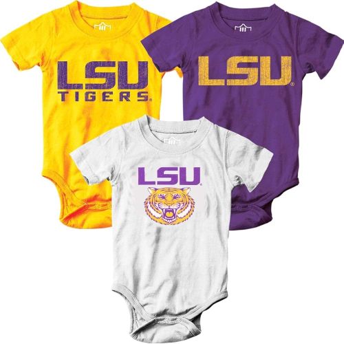 Wes and Willy Baby College Team 3 Pack of Cotton Rompers