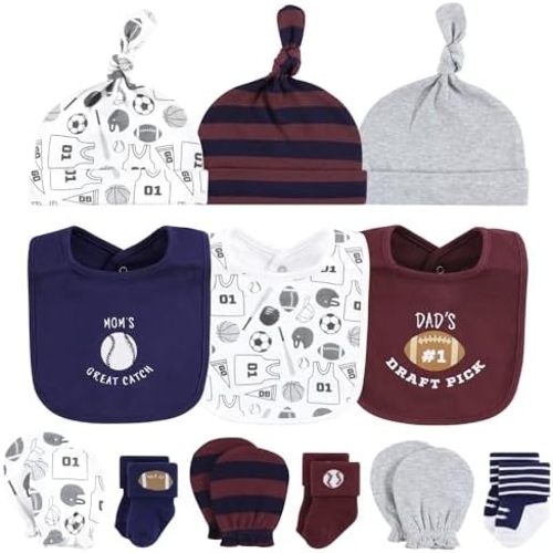 Hudson Baby Unisex Baby Caps Or Headbands, Bibs, Mittens and Socks 12pc Set