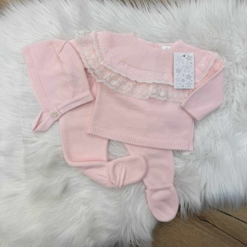 C7019 Pink knitted Trouser Set - Trendy Tots Baby Boutique