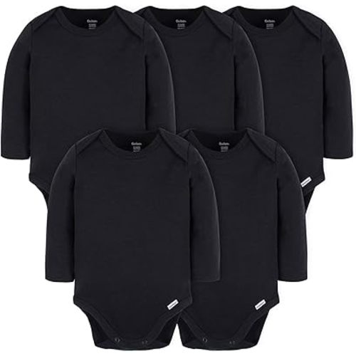 Gerber Baby Long Sleeve Solid Onesies Multi-pack Interlock 180 Gsm