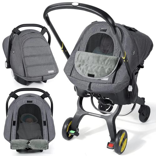 Orzbow Winter Car Seat Cover for Babies, Waterproof Carseat Canopy Cover with Mesh Window of Breathable, Warm and Cozy Baby Car Seat & Carrier Covers for Cold Weather, Machine Washable, Dark Grey