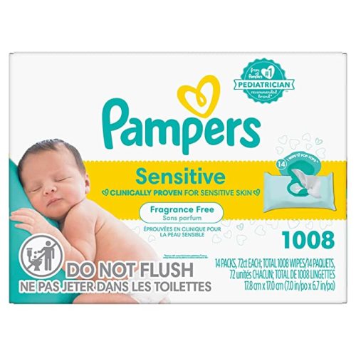 Pampers Baby Wipes Sensitive Perfume Free 1X Pop-Top Pack 84 Count