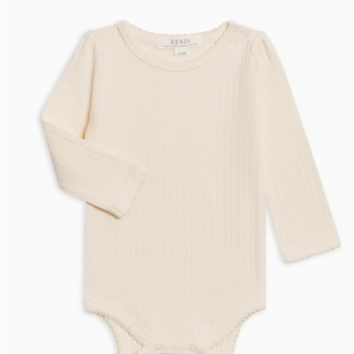 Thea Brushed Back Pointelle Long Sleeve Bodysuit