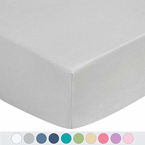 TILLYOU Silky Soft Microfiber Crib Sheet, Breathable Cozy Hypoallergenic Baby Sheets for Boys and Girls, 28 x 52in Fits Standard Crib & Toddler Mattress, Gray - Pack of 1