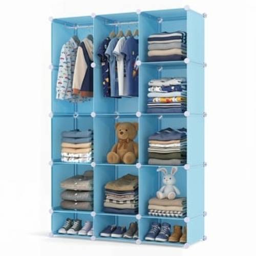 Costway 10/13-Cube Modular Baby Wardrobe Closet with Hanging Rods &