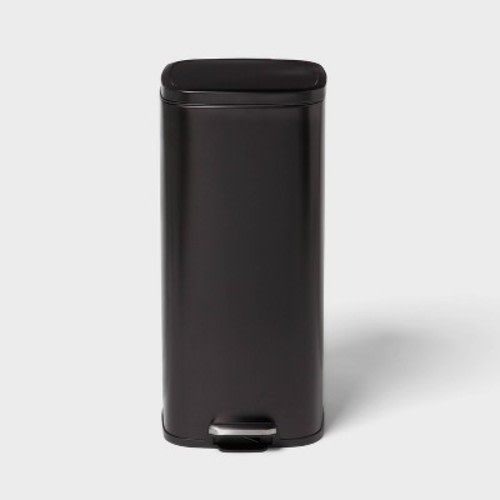 30L Soft Square Step Trash Can Black - Brightroom™