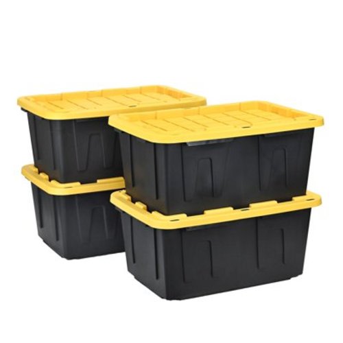 Member's Mark 27 Gallon Heavy-Duty Black and Yellow Storage Tote, 20.6" D x 30.6" W x 14.3" H, 1 pack or 4 pack - Samsclub.com