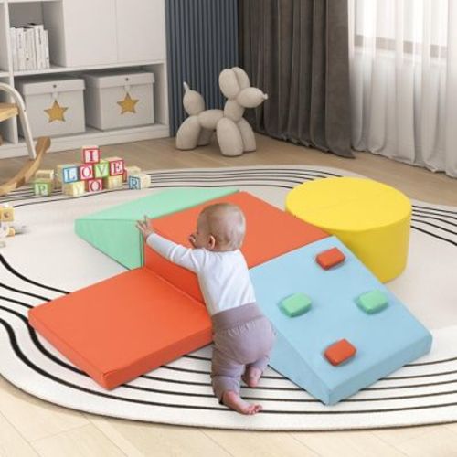 Toddler Climbing Toys,Lightweight Indoor Climbing Set ，5-Piece Foam Climbing Blocks for Crawling and Sliding, Colorful Play Equipment