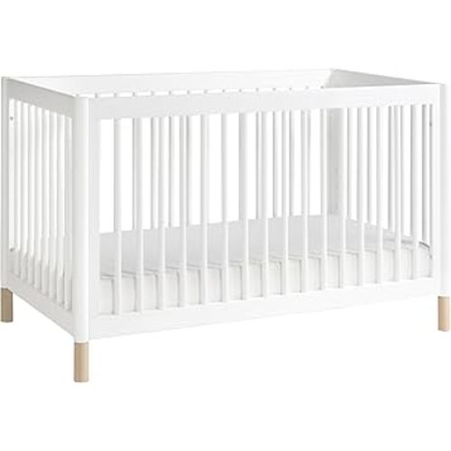 Babyletto Gelato 4-in-1 Convertible Crib with Toddler Bed Conversion in White and Washed Natural, Greenguard Gold Certified