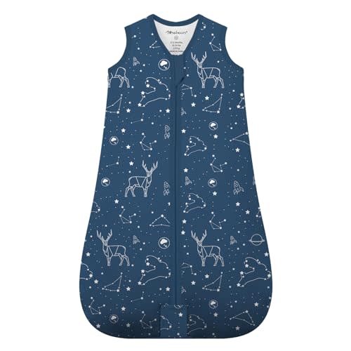 Mosebears Sleep Sack Baby Winter Wearable Blanket with 2-Way Zipper,2.5 TOG Cotton Sleep Sack Unisex(Navy Blue,12-18 Months)