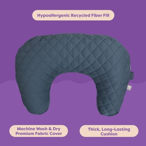 Boppy Nursing Pillow Luxe-Ergonomic Bottle & Breastfeeding Pillow with High Lift & Firm Support-Water-Resistant with Washable Premium Fabric Cover-Baby Safety Alliance Verified-Quilted Slate Blue