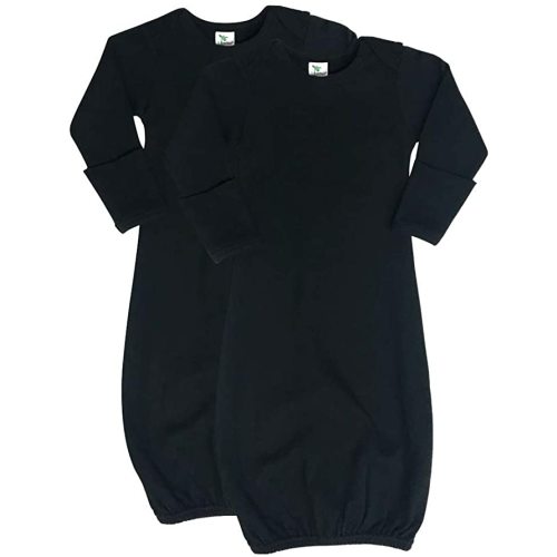 Laughing Giraffe Baby Long Sleeve Sleeper Gown with Mittens 0-3M (2-PACK) - Black - 0-3 Months