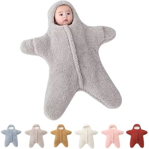 Baby Starfish Onesie, Cute Thick Fleece Wearable Soft Newborn Baby Infant Warm Swaddle Wrap Sleeping Sack
