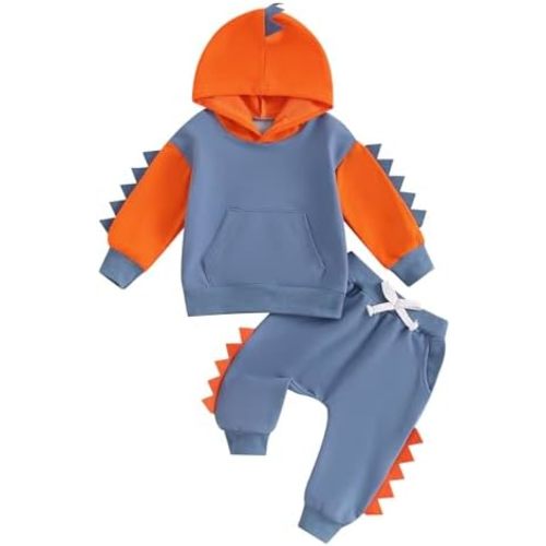 MA&BABY Toddler Boys Clothes Dinosaur Print 6 12 18 24 Months 3T 4T Outfits Long Sleeve Pullover Jogger Pant 2PC Sets