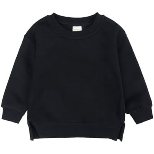 Toddler Baby Boy Girl Fleece Pullover Sweatshirt Solid Color Crewneck Blouse Shirt Tops Warm Fall Winter Clothes