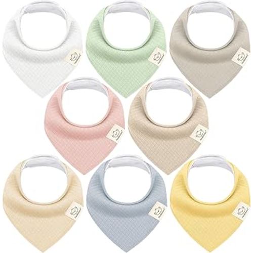KeaBabies 8-Pack Bandana Bibs for Baby Girls, Boys - Organic Cotton Baby Bibs for Drooling & Teething Newborn, Toddler, Infant 0-36 Months, Extra Soft, Absorbent Cloth with Snaps (Dawn)