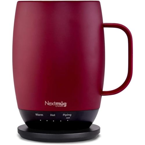 Nextmug Plus (Burgundy - 18 oz.) Temperature-Controlled, Self-Heating Mug – No App, Long-Lasting Battery for Work & Study, Great Gift for Coffee Lovers