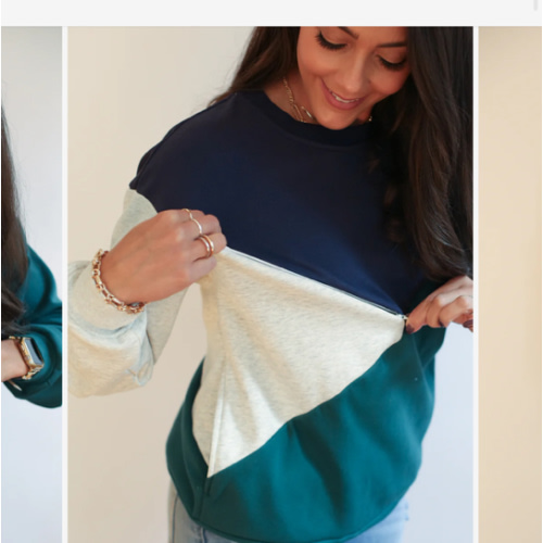 Velour Interior Diagonal Zip Breastfeeding Sweatshirt – Movemama