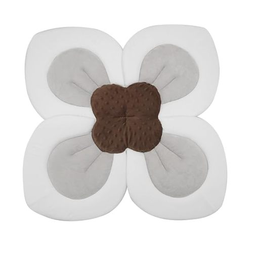 PandaEar Baby Bath Pad for Infant Newborn | Soft Flower Petals for Sink Bathtub Essentials Shower Gift (Grey)