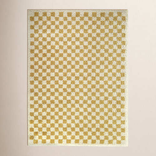 AllModern - 8x10 Walker Checkered Mustard/Cream Shag Area Rug & Reviews
