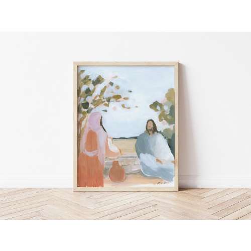 Modern Christian Wall Art | Jesus and Samaritan Woman Bible Art