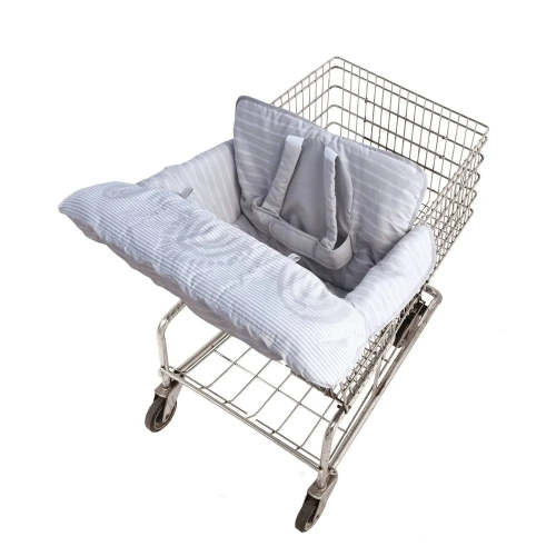 Goldbug Shopping Cart and High Chair Cover for Baby - Universal Fit Cart Cover - Gray Ticking Stripe