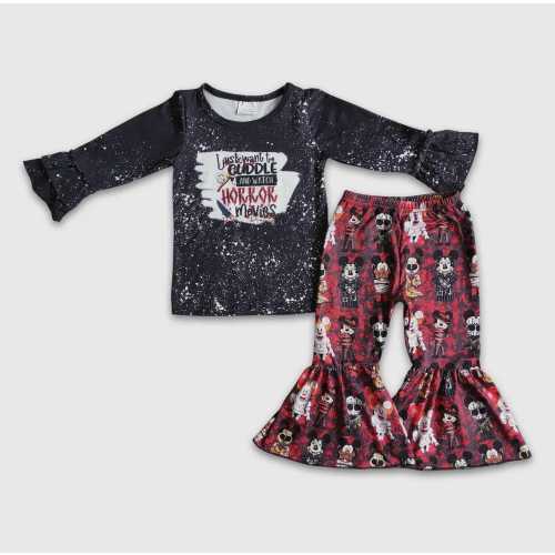 Cuddle and Watch Horror Movie Bell Bottom Set// Horror Movies// Halloween Set