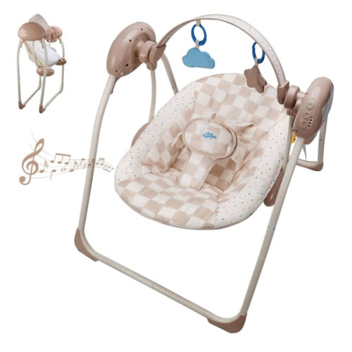Baby Swings for Infants, Tiny Marvels Portable Swing with Adaptable Speed, Music, Removable-Toy-Bar, Foldable Infant Swing for Indoor and Outdoor Use, 0-9 Months 6-20 lbs(Sander Checker)