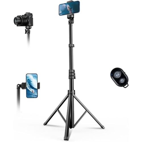 Extendable Phone Tripod for iPhone, Selfie Stick with Remote & Phone Holder