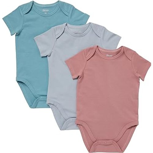 Hanes Unisex Baby Pure Comfort Short Sleeve Bodysuits, Infant Bodysuits, Boys & Girls, 3-pack