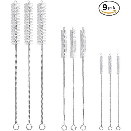 Hiware Drinking Straw Cleaner Brush Kit - (3-Size) 9-Piece Extra Long Pipe Cleaners, Straw Cleaning Brush For Tumbler, Sippy Cup, Bottle and Tube