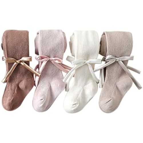 Baby Girl Tights Toddler Cable Knit Tights with Bow Seamless Mesh Leggings Stockings Infant Cotton Pantyhose