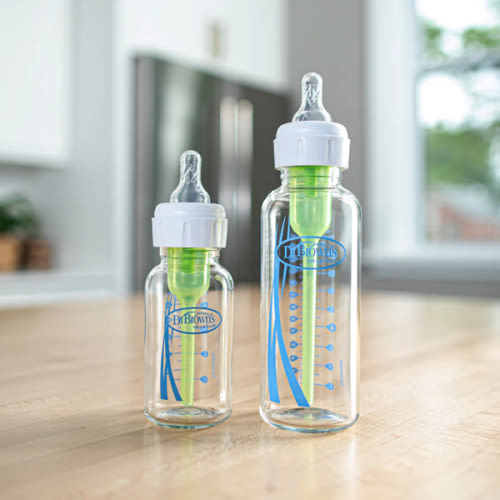 Dr. Brown’s Natural Flow® Anti-Colic Options+™ Narrow Glass Baby Bottle, with Level 1 Slow Flow Nipple