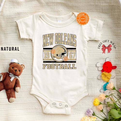New Orleans Football Onesie, Toddler And kids Shirts, Baby Game Day T-Shirt, Kids Sports Gear, Girl Football Fan Tee, Vintage Saint Apparel
