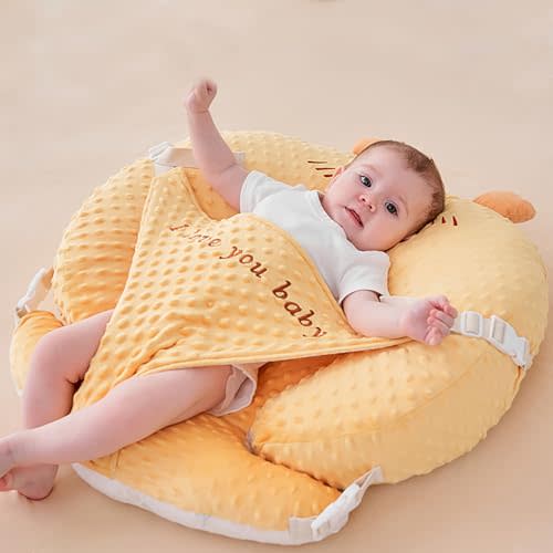 ZIXNEXKOO Nursing Pillow and Positioner, Plus Size Breast Feeding Pillow for More Support for Mom and Baby Boy or Girl Yellow Bear
