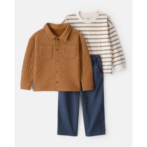 Toddler Boy 3-Piece Quilted Jacket Outfit Set