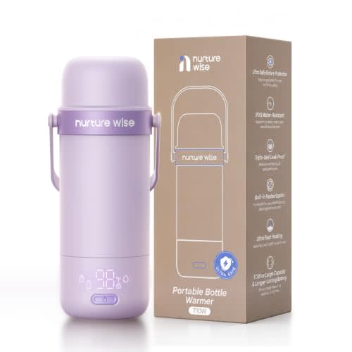 Portable Milk Warmer for Travel – Fully Washable (IPX5), Advanced Battery Protection, Built-in Sterilizing Mode, Triple Leak-Proof Design, Fast Heating for Breast Milk & Water, 18 Oz