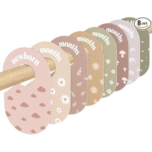 WSICSE Baby Closet Divider, Double-Sided Baby Clothes Organizer Nursery Decor Closet Dividers for baby Clothes 8 Designs from Newborn to 24 Month (Weather