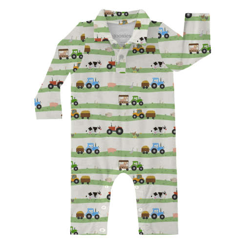 LS Polo Romper - Farm Stripes – Goosies