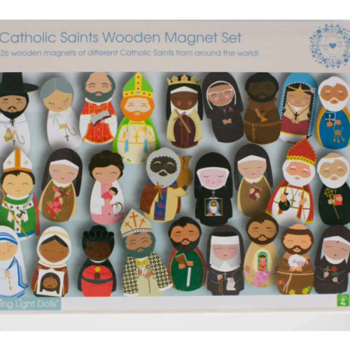 Catholic Saints Wooden Magnet Set